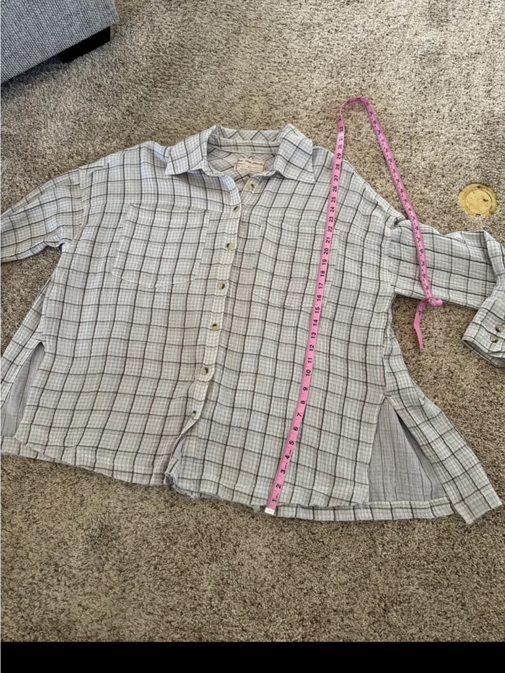 Free People We The Free Cardiff Plaid Top Oversized size Small - Picture 12 of 12